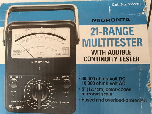 MICRONTA 21 RANGE MULTITESTER Multimeter 22-210 in box w/Instructions and leads