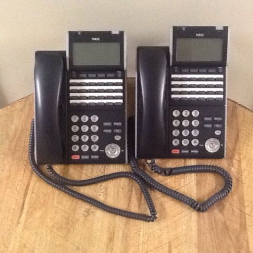 Lot of (2) nec itl-24d-1 (bk) voip telephones ilv(xd)z-y (bk) dt700 series for sale