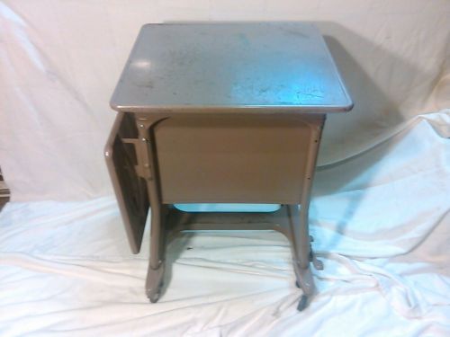 Vintage Metal HON Drop Leaf &amp; Locking Rolling Wheel Typewriter Stand / Table