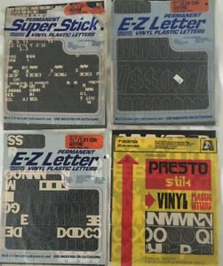 E-Z LETTER Vinyl Plastic Letters 4 sizes: 1/4&#034;, 3/4&#034;, 2&#034; Gothic &amp; 1&#034; Helvitica