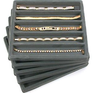 FindingKing 5 Gray 5 Slot 1/2 Size Jewelry Display Tray Inserts