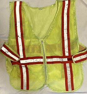Neon Yellow Safety Vest Mesh With Zipper Closure XL XXL