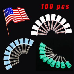 100 PCS Dental Rubber Prophy Polish Polishing Cups Brush Latch SOFT/FIRM
