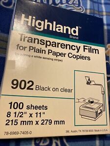 Highland Brand 902 Transparency Film Clear - 100 Sheets for copiers, 8 1/2&#034;x11&#034;