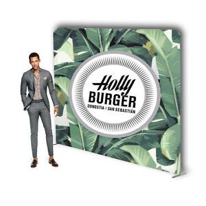 8ft Straight Pop Up Display Back Wall Fabric Tension Trade Show Display, Single