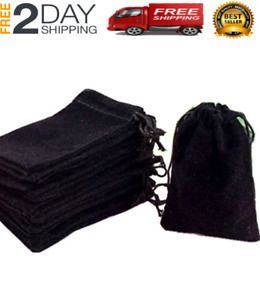 3&#034; X 4&#034; Black Velvet Cloth Jewelry Pouches/Drawstring Bags (100 Pcs)