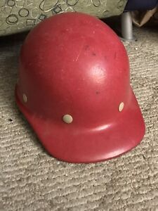 Vintage Red Fibre Metal Hard Hat Super Glas USA