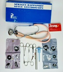 Vintage Prestige Medical Stethoscope #105 and Tools, Cards, Scissors Lot of 7