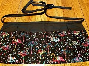 WAITRESS APRON 3 POCKETS NEON FLAMINGOES