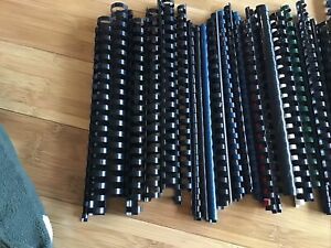 Box of 97 used Ibico various sizes and colors. Plastic Binding Combs, 19 Rings