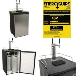 Edgestar Kc2000Sstwin Full Size Stainless Steel Dual Tap Kegerator  Draft Beer