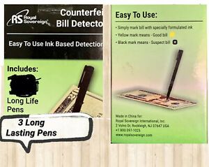 3 Count of Royal Sovereign Counterfeit Bill Detector Pens - Fast Ship