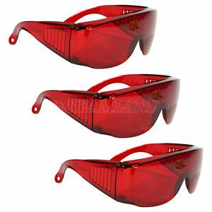 3 pairs Red Goggle Dental Protective Safety Glasses for Led Curing Lamp
