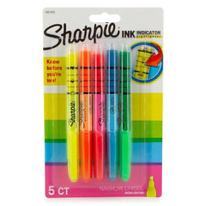 5pk Sharpie Liquid Highlighters Markers, Visible Ink Levels, Assorted Colors