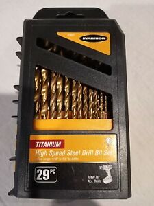 WARRIOR 29 PC TITANIUM HIGH SPEED STEEL DRILL BIT SET SIZES 1/16&#034; TO 1/2&#034;