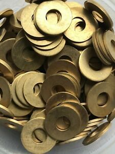 Oversized No.12 Screw Size BRASS Flat Washer .228&#034; ID, .562&#034; OD (2-4-6-8-10) #12