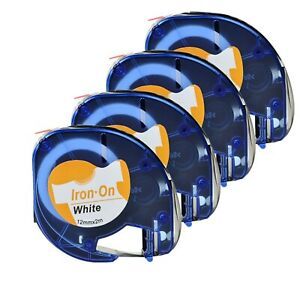 4PK Fabric Iron-on White Tape Label LT-18771 for DYMO LetraTag QX50 12MM X 2M