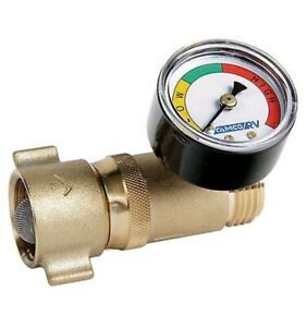 Camco 40064 Lead Free Brass Water Pressure Regulator with Gauge