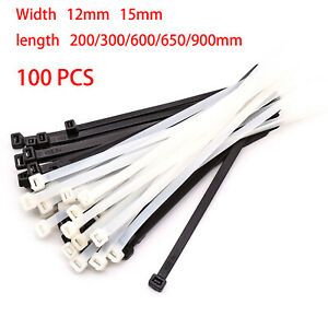 Super Strong Nylon Cord Wrap Widen Cable Ties/Tie Wraps/Zip Ties 100 PCS 12-15mm