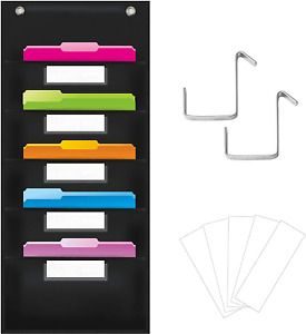 Organization Pocket Chart, Wall File Organizer Folder with 5 File Pockets, 5 Dry