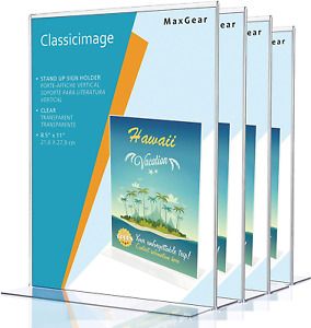 MaxGear Acrylic Sign Holder 8.5 x 11 - Acrylic T Shape Table Top Display Stand,