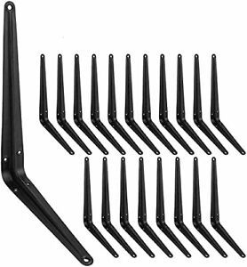 Joramoy 20Pcs Shelf Brackets 10 Inches Heavy Duty Black 10 x 8 inch- 20 Pack