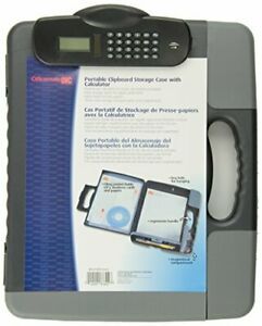 Officemate Portable Clipboard Storage Case with Calculator Charcoal 83302