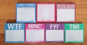 NEW: Lot of 7 Packs of Sticky Notes by Knock Knock - Acronyms, Messages, Humor +