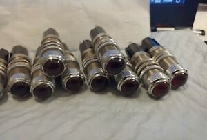 LOT OF 12 DIALC0 75W 125V  GLASS  AMBER  PANEL INDICATOR LAMP HOLDERS LIGHTS NOS