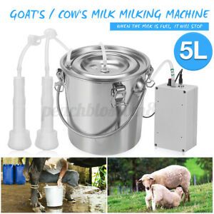 5L Stainless Steel Electric Milking Machine Cow Cattle Milker Device US 110V