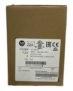 Allen Bradley 22A-D4P0N104 Powerflex 4 AC Drive VFD 4- 1.5 kW 2 HP