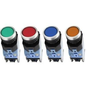22mm LED Illuminated Flush Push Button, Choose Color, Switch Action,Voltage