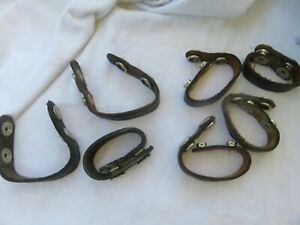 Lot of 7 Black Leather Handcuff Strap -- Double Snap