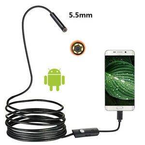 For Android Cell Phone 1M/2M Snake Endoscope 5.5mm 6 LED Inspection Camera Scope