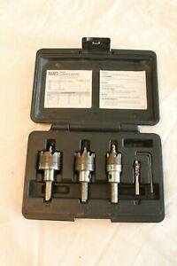 Klein 4-Piece Carbide Hole Cutter Set 7/8,1-1/8,1-3/8, extra pilot