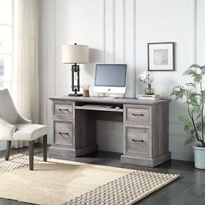 BELLEZE Rhudi 62&#034; Executive Desk, Grey Wash