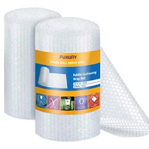 Fuxury Bubble Cushion Wrap Roll, Air Bubble Cushioning Wrap Roll- 2 Rolls 72 20