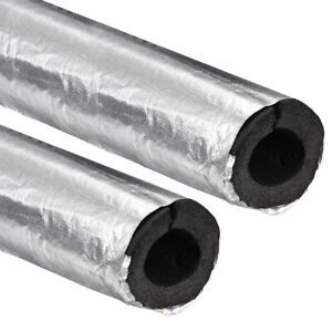 Pipe Insulation, 0.79&#034; Thick, Rubber Foam, Adhesive Flap, for 1.69&#034; Pipe 2Pcs