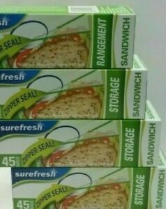 (4) Storage Sandwich Zipper Seal Bags 6.5 X 5.8 Surefresh 53ct. ea NEW Free Ship