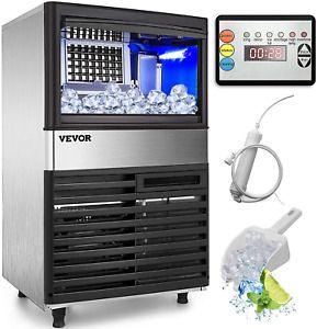 VEVOR 110V Commercial Ice Maker 155LBS/24H with 39LBS Bin, Clear Cube, LED Panel