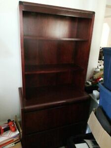 Cherrywood shelf unit w/hanging file drawers