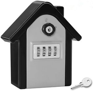 Key Lock Box Wall Mount, Zinc Alloy Key Storage Box 4-Digit Combination Key Safe