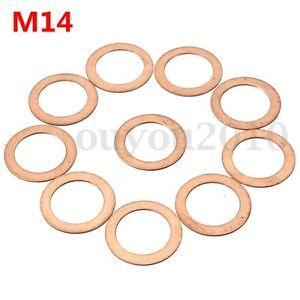 10x M14 14mm Motorcycle ATV Brake Fuel Banjo Seal Copper Crush Washer Flat   +