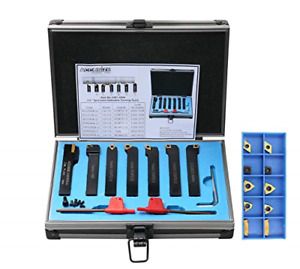 Accusize Industrial Tools 7 Pieces/Set 1/2&#039;&#039; Indexable Carbide Turning Tool Set