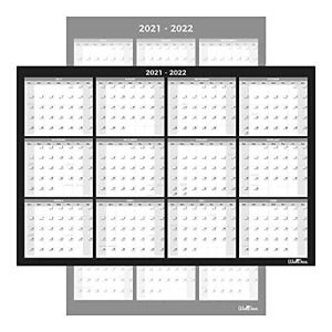 Large Annual Erasable Laminated Wall Calendar, 24 x 36 Inch, 2-Sided Reversible