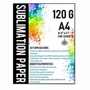 Sublimation Paper A4 Size 8.5x11 Inches - 100 Sheets - 120 GSM - Compatible with