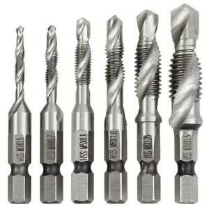 6X Hex HSS Metric Shank Titanium Combination Tap Drill Bit Set Spiral Screw HOT