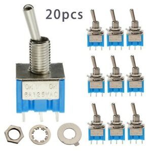 1/4\\\&#034; (6mm) Toggle Switch 20Pcs 6-Pin 6A Blue Toggle 1/4\&#034; (6mm) 125V