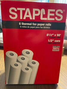 Staples Thermal Paper 8 1/2&#034; x 98&#039;, 1/2&#034; core, 5 rolls