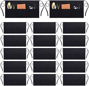 18 Pieces Black Waist Aprons with 3 Pockets Restaurant Server Home and Kitchen